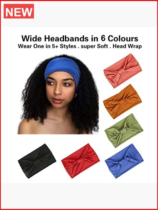 6 Pack Wide Non Slip Soft Elastic Knotted Headbands for Women